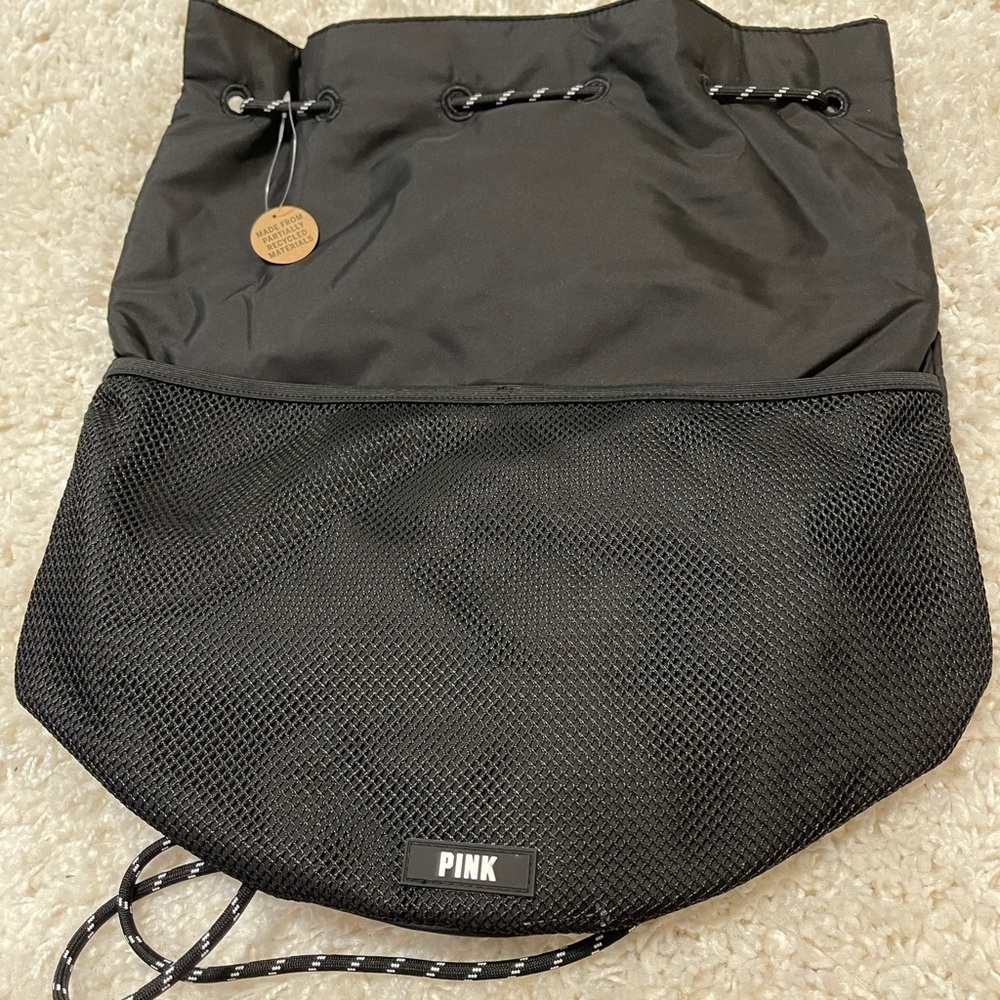 Victoria's Secret Pink Black Drawstring Bag NWT